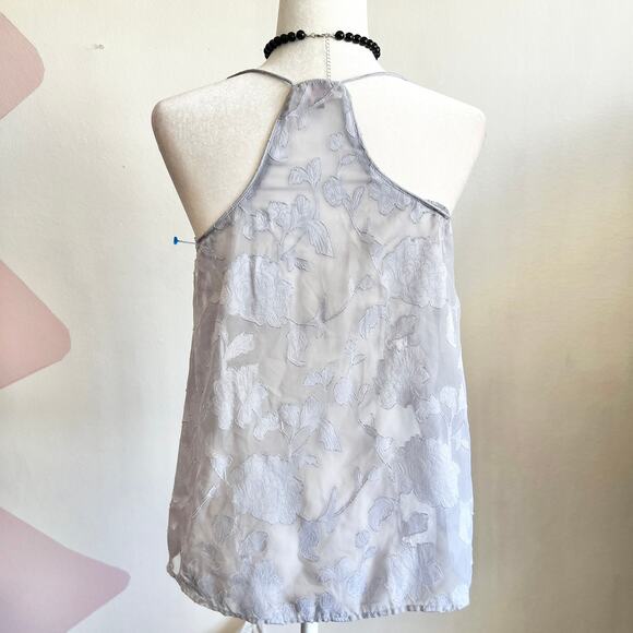 Blue Sheer Floral Tank Top, Y2K, Coquette, Soft Girl, Romantic, Vintage, Small - Picture 3 of 4